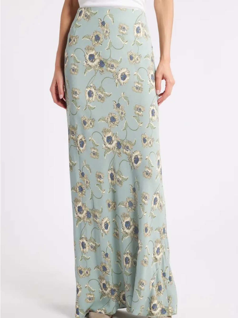 Treasure & Bond Sage Green Floral Maxi Skirt